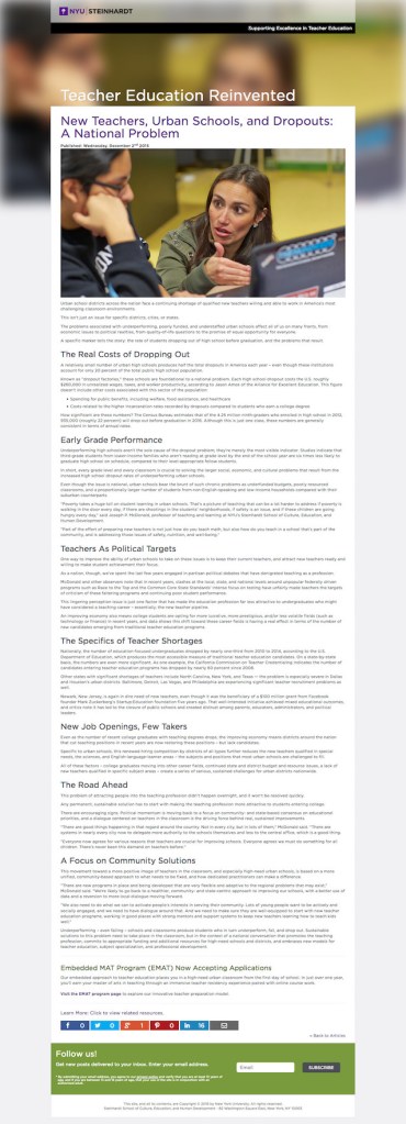 NYU-National Crisis in Teaching